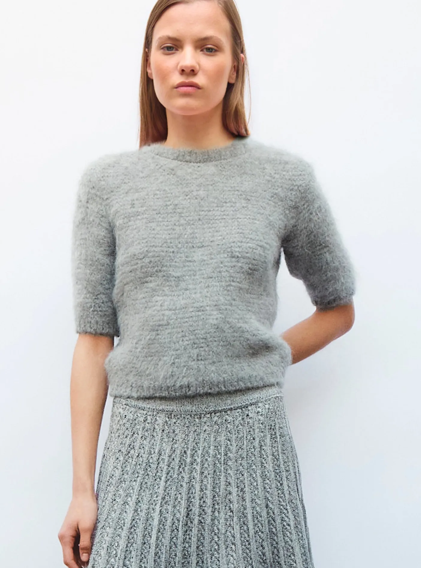 top manches coudes maille duveteuse