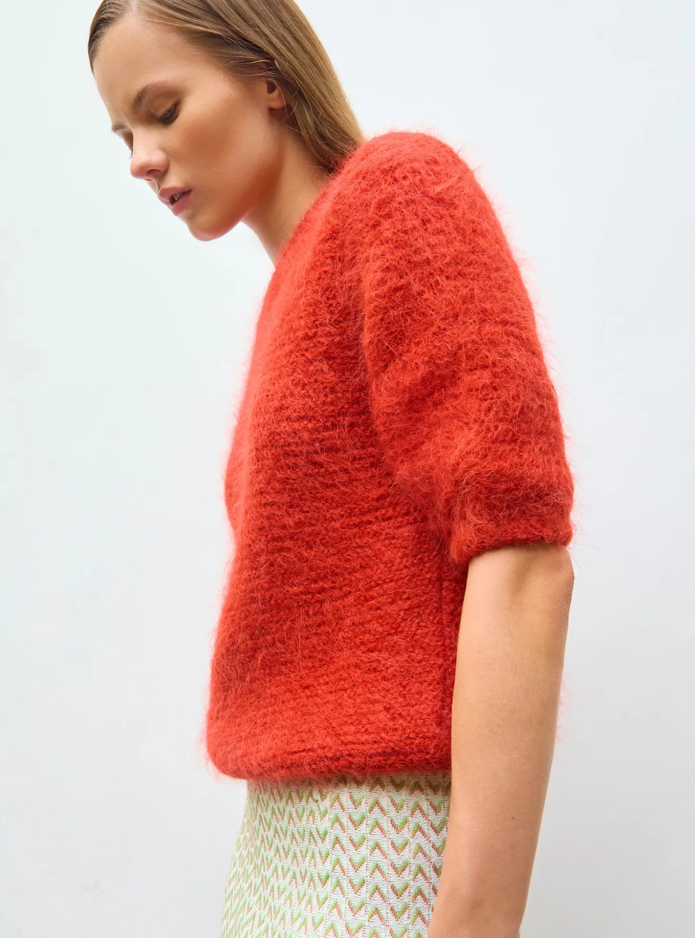 top manches coudes maille duveteuse