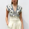 top v maille jacquard ikat