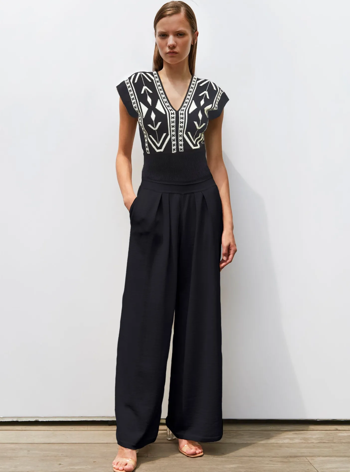 top v maille jacquard ikat