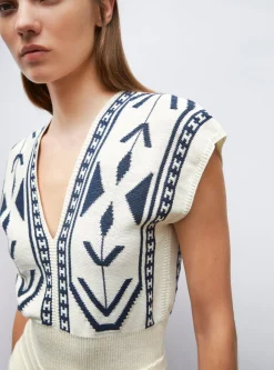 top v maille jacquard ikat