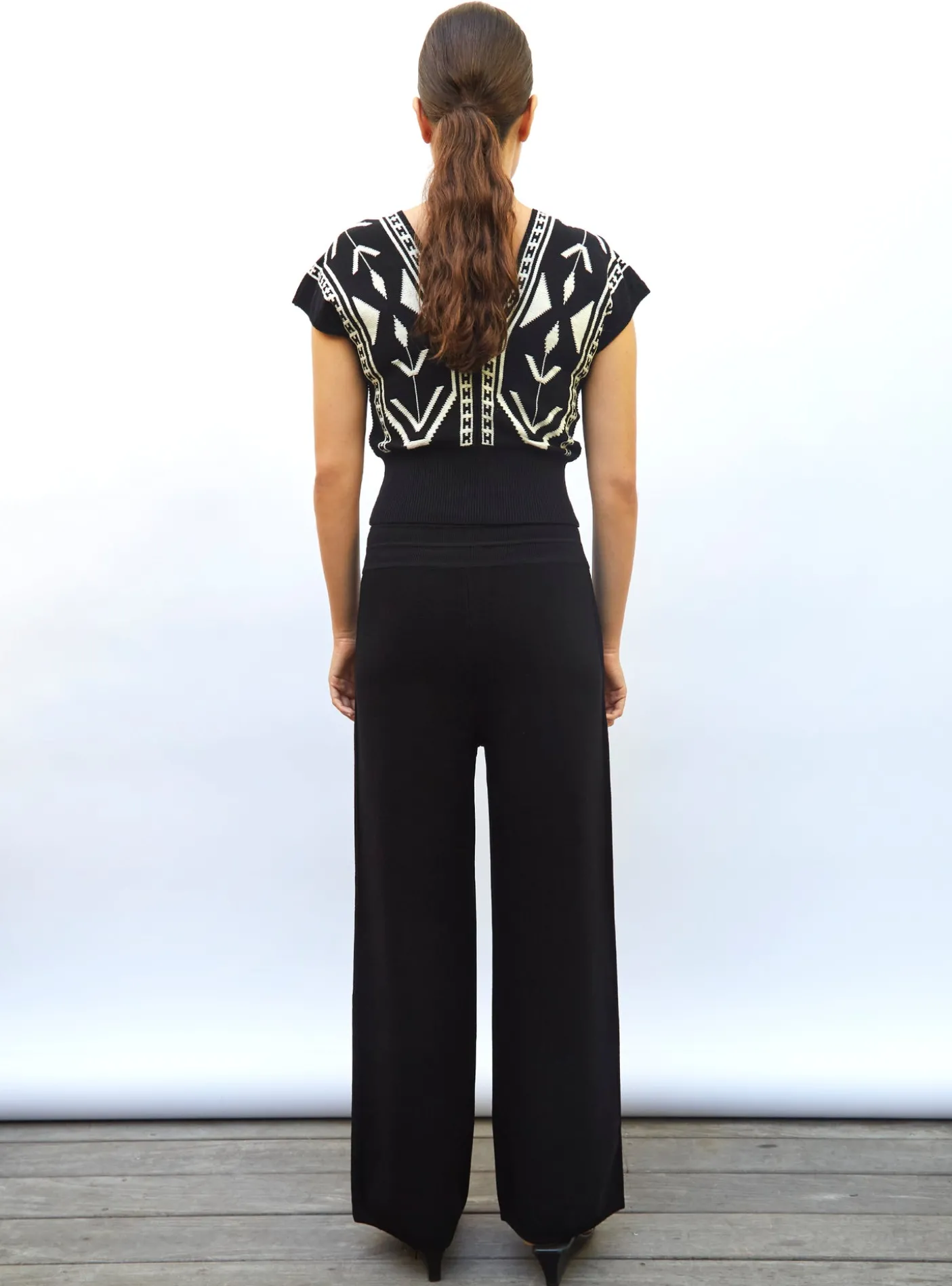 top v maille jacquard ikat