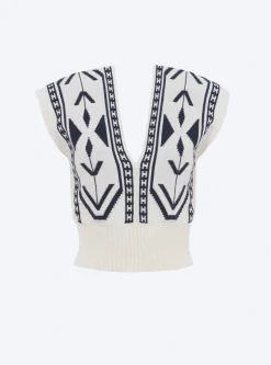 top v maille jacquard ikat