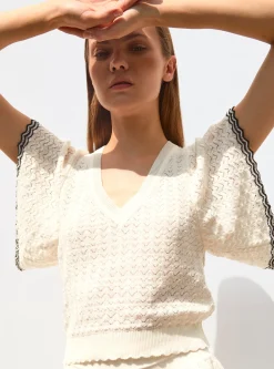 top v maille pointelle
