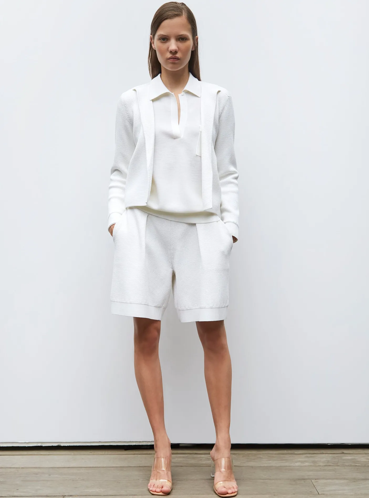 veste en maille mini côte piquée