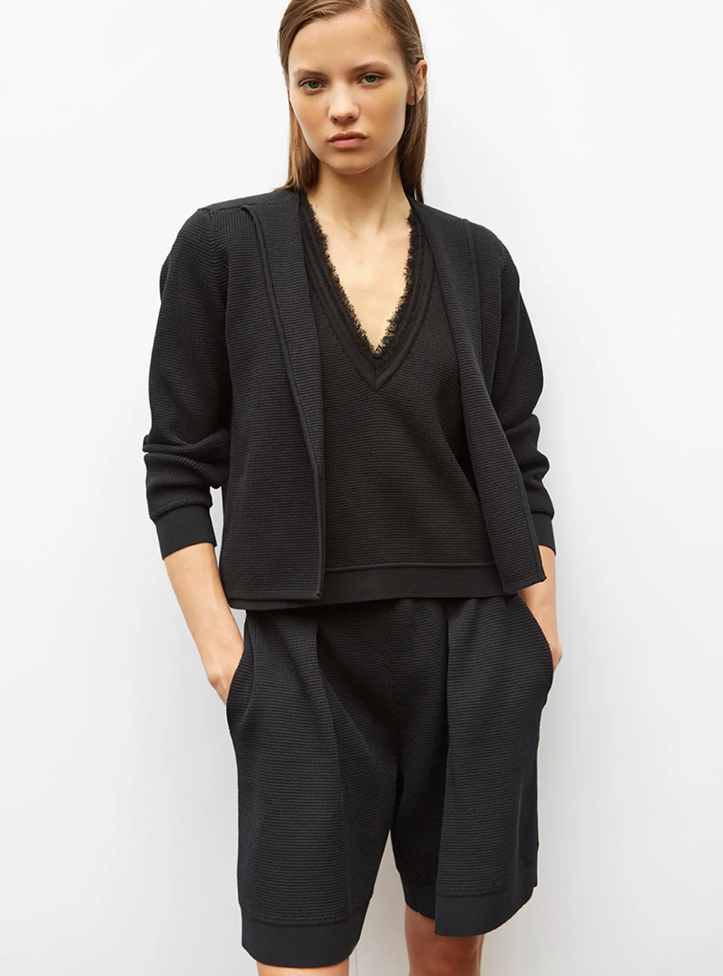 veste en maille mini côte piquée