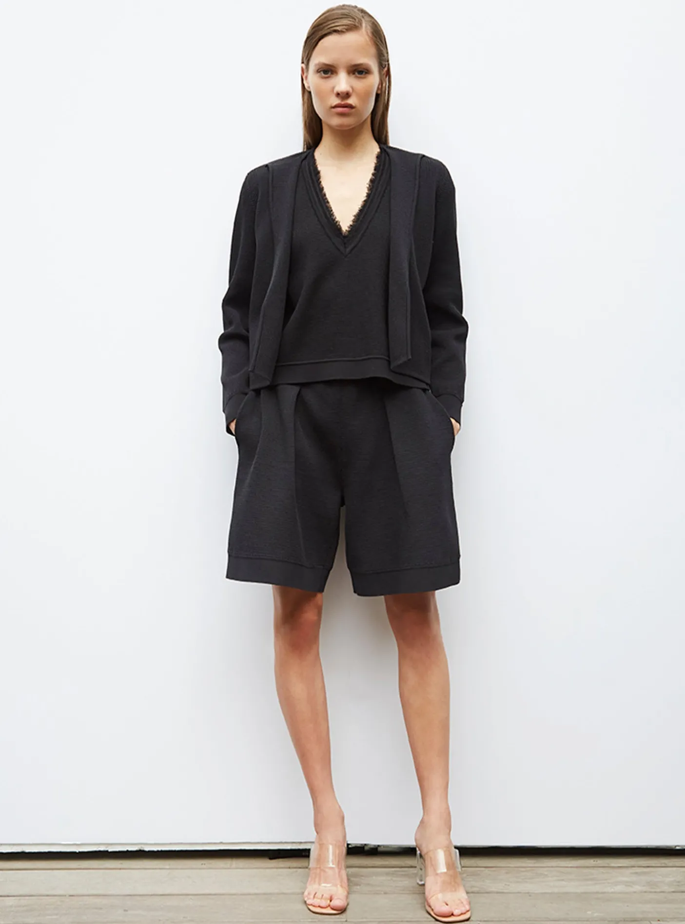 veste en maille mini côte piquée